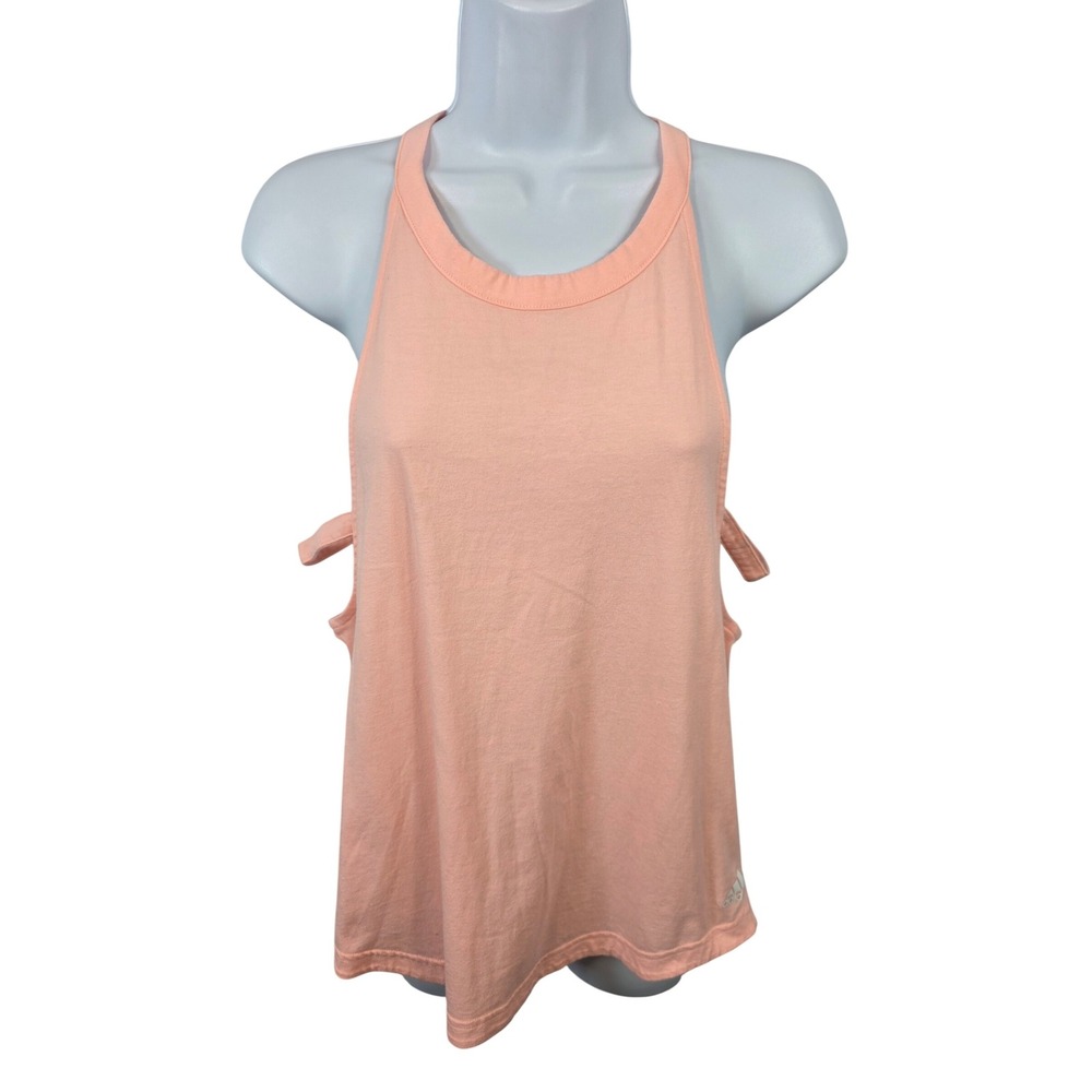 Adidas Peach Pink Halter Neck Cutout Tank Top Athletic Workout Women's M /A2